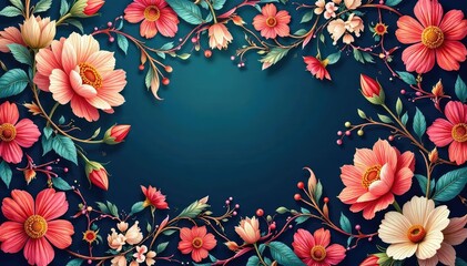 Wall Mural - intricate, flowing floral design, continuous pattern , bloom, photography