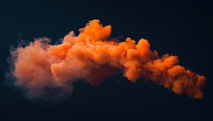 Aufkleber - Vibrant Orange Smoky Cloud Explosion on Dark Background Abstract Texture with Detailed Particle Rendering