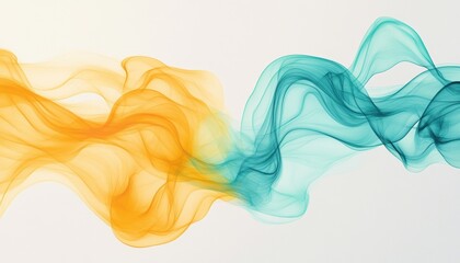 Poster - Abstract Swirl Background with Teal and Orange Watercolor Waves Smooth Gradient Design and Dynamic Artistic Fluid Ink Creating Modern Decorative Wallpaper