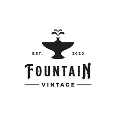 Wall Mural - Retro vintage water fountain logo template design.