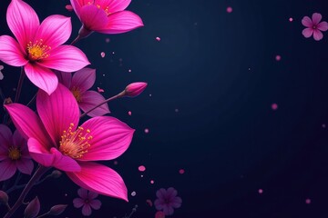 Wall Mural - bold fuchsia floral pattern, large blooms on dark background , macro, exotic, luxury