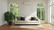 © Sawyer0 - A modern air conditioning unit cools a stylish living room as sunlight pours through large windows, combining comfort, design, and energy efficiency.