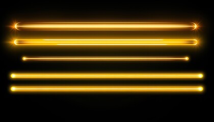 Leinwandbilder - Abstract Golden Lines with Glow Effect on Black Background for Modern Design Elements and Technology Concepts Represents Futuristic Linear Art