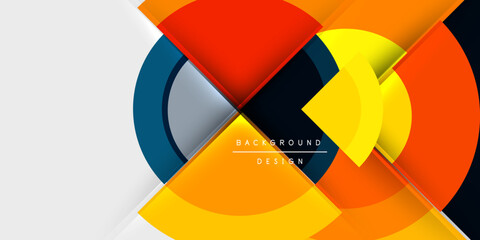 Fototapete - Abstract geometric design. Overlapping circles, vibrant colors, dynamic composition. Modern background with text elements.