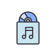 Wall Mural - Music vinyl colored icons, minimalist vector illustration ,simple transparent graphic element .Isolated on white background