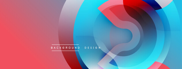 Leinwandbilder - Abstract geometric design. Overlapping circles, vibrant colors create modern background. Red, blue hues dominate composition.