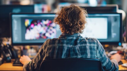 Creative professional focused on computer screen 
