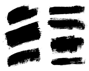 Aufkleber - Vector brush stroke textures of long and rectangle shapes. Paint text boxes and paintbrush collection. Grunge banners for authentic design vibe. Painted backgrounds. Wide and thin brush elements