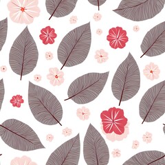 Naklejka na meble Seamless pattern of bodhi leaves and sakura flowers nature visual art minimalist design aesthetic repeating motif