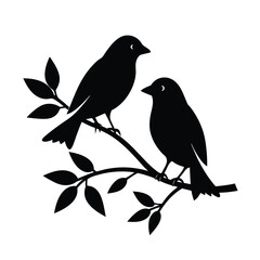 silhouette of birds on tree branch