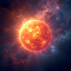 sun with fire flames