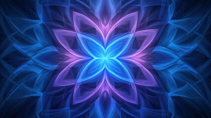 Wall Mural - vibrant abstract floral design with blue and purple swirls on dark background