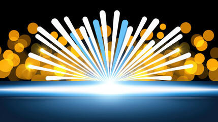 Wall Mural - abstract burst of light rays with sparkling golden bokeh background for creative design projects