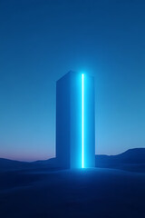 Wall Mural - sleek levitating structures emitting bluish vapor trails in a dark twilight desert, cinematic lighting, futuristic tones