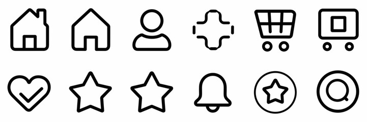 Vector icon sheet with essential user interface symbols – Perfect for web design, app development, or UX mockups