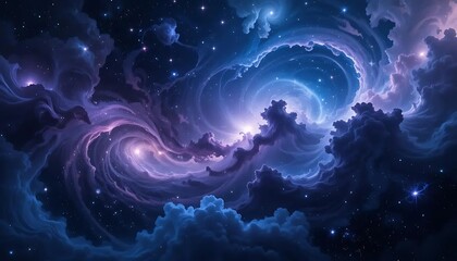 Wall Mural - Luminous Cosmic Vortex Galaxy Swirl
An abstract background of a luminous cosmic vortex swirling with galaxies and stardust in rich blue and black tones, ideal for space-themed wallpapers and futuristi