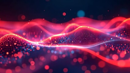 Wall Mural - abstract red and blue particles flowing in a seamless loop