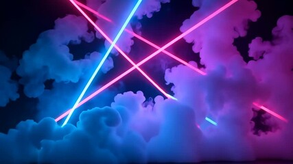 Wall Mural - vivid laser beams cross paths amidst an ethereal dreamscape of swirling, luminous clouds