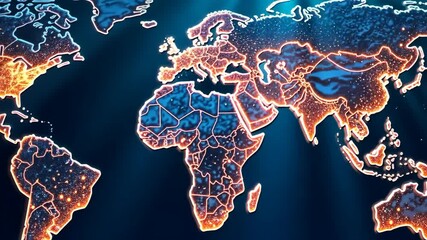 Wall Mural - illuminated global map a dazzling display of continents and borders