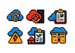© Svitlana - Cloud technology icons: cyber security, data sync, backup solutions for digital design