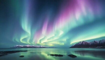 serene aurora borealis paints the tranquil arctic landscape with vibrant ribbons of luminous color