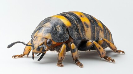 Wall Mural - closeup of a vibrant striped beetle insect with intricate patterns and textures