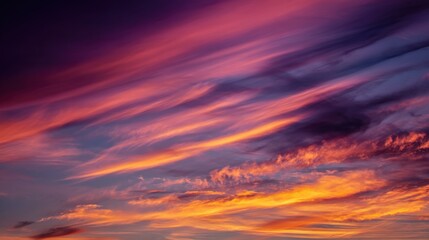 Wall Mural - Vibrant Sunset Sky with Striking Colors and Dramatic Cloud Patterns