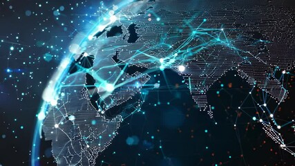 Wall Mural - a captivating visualization of global network connections featuring lights and digital elements. ide