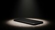 © Kanthowork - digital illustration, modern smartphone on granite surface under soft spotlight, polished look with dark background, subject on left, copy space on right