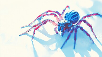 Wall Mural - Extraordinary Close Up Photo of a Striking Blue Arachnid with Vibrant Patterns Detailed Textures and Captivating Features