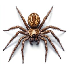 Wall Mural - Fearsome Brown Spider with Hairy Fangs and Long Legs in Creepy Macro Nature Image  Closeup of a Venomous Arthropod Predator Lurking in the Wilderness Ready to Strike with its Fangs and Venom