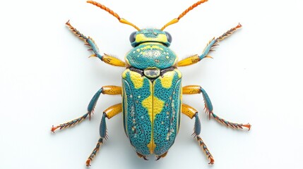 Wall Mural - macro shot of a vibrant beetle with intricate patterns colors and textures this close up view showca