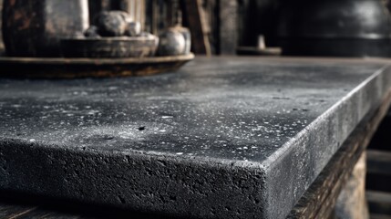 Wall Mural - Textured Concrete Surface with Rustic Wooden Background Elements