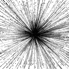 Poster - Abstract black and white starburst pattern with radial lines and dots explosion. Vector illustration.