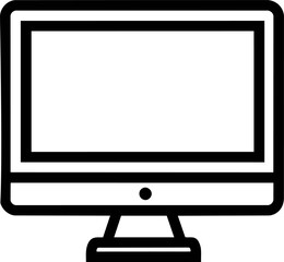 Leinwandbilder - Black and white outline of a computer monitor with a blank screen icon. Vector illustration.