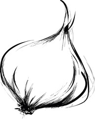Aufkleber - Abstract black brushstroke illustration resembling a stylized onion shape. Vector illustration.