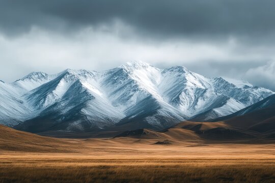 Misty mountain range landscape