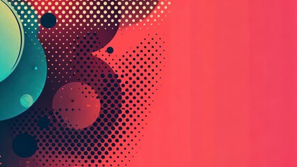 Wall Mural - Abstract Circles and Dots: A Vivid Red and Teal Composition