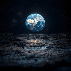 Wall Mural - earth viewed from the moon s surface