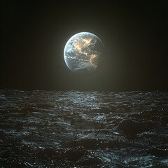 Wall Mural - earth viewed from the lunar surface