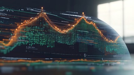 Abstract background with green lines and curves modern digital design