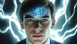 © Berkah - Close-up digital illustration of a person's head with a glowing brain.