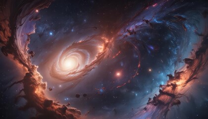 Wall Mural - infinite starlight, swirling nebulae, galactic grandeur , space, dark