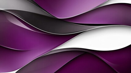 Wall Mural - elegant abstract waves in bold purple luminous white and deep black forming a fluid design on a clea