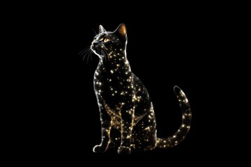 Wall Mural - cat sparkle light glitter animal mammal black.