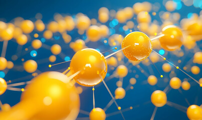 Wall Mural - orange molecular structure in space