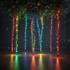 Wall Mural - Vibrant red, green, blue, yellow Christmas lights twinkle ,  xmas,  abstract,  happy