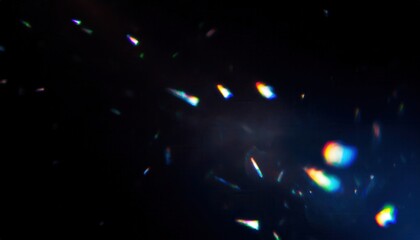 Poster - ethereal rainbow light refractions on dark background for abstract digital artwork, web design textures, branding visuals, and futuristic print media

