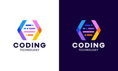code data logo design. abstract coding symbol vector design with data modern graphic icon