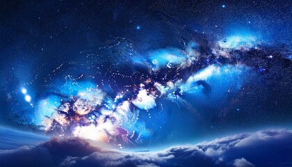 Wall Mural - stunning deep space nebula cosmic cloudscape bright blue starscape celestial galaxy night sky astronomical universe